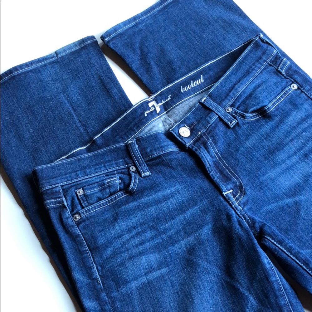 7 For All Mankind Women’s Boot Cut Jeans Dark Blue 30 Low Rise long 7FAMK - Picture 6 of 14